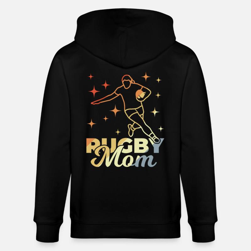 Rugby Mom - Stanley/Stella CULTIVATOR  Unisex Organic Hooded Jacket - black