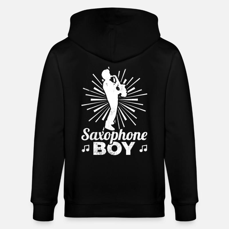 Saxophon Junge - Stanley/Stella Unisex Bio-Kapuzenjacke CULTIVATOR  - Schwarz