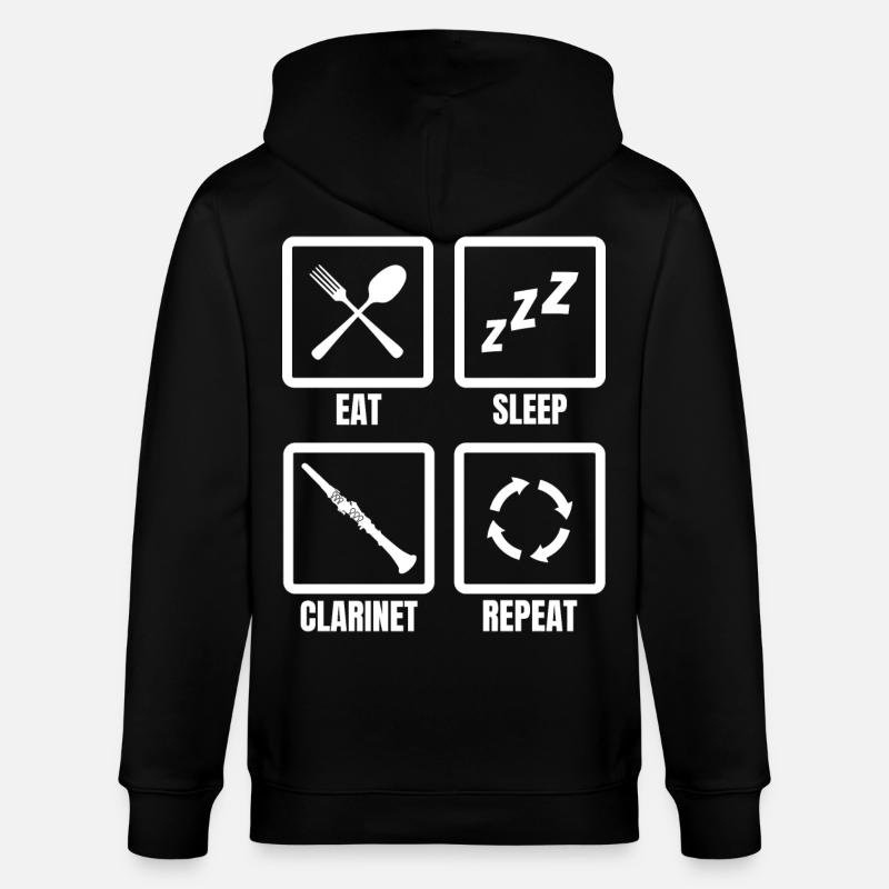 Eat Sleep Clarinette Repeat - Veste à capuche bio CULTIVATOR Stanley/Stella Unisexe - noir