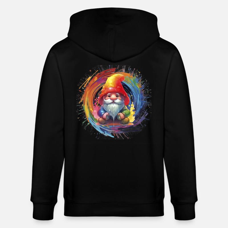 Bunter Weihnachtszwerg Zauberer - Stanley/Stella Unisex Bio-Kapuzenjacke CULTIVATOR  - Schwarz