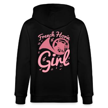 Waldhorn Mädchen - Stanley/Stella Unisex Bio-Kapuzenjacke CULTIVATOR  - Schwarz - Hinten - Anna (173cm)