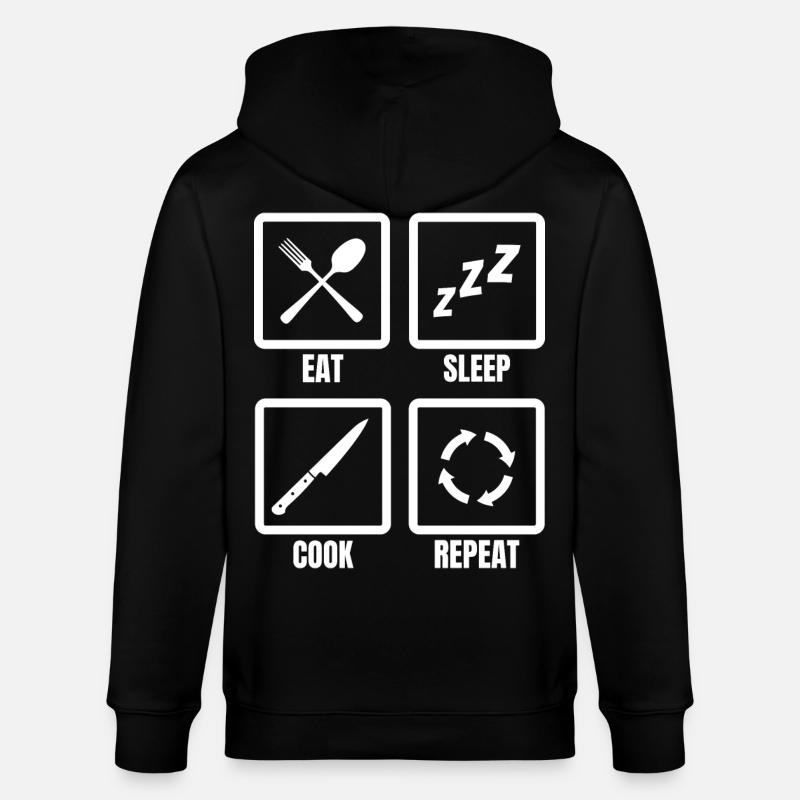 Manger, dormir, cuisiner, répéter - Veste à capuche bio CULTIVATOR Stanley/Stella Unisexe - noir