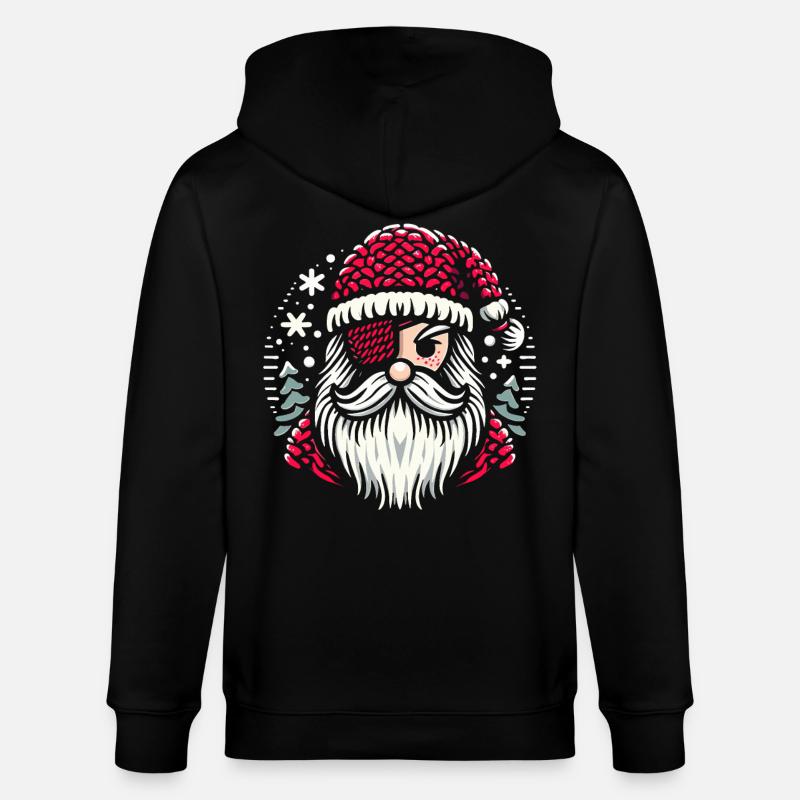 Weihnachtsmann Strickmuster mit Augenklappe - Stanley/Stella Unisex Bio-Kapuzenjacke CULTIVATOR  - Schwarz