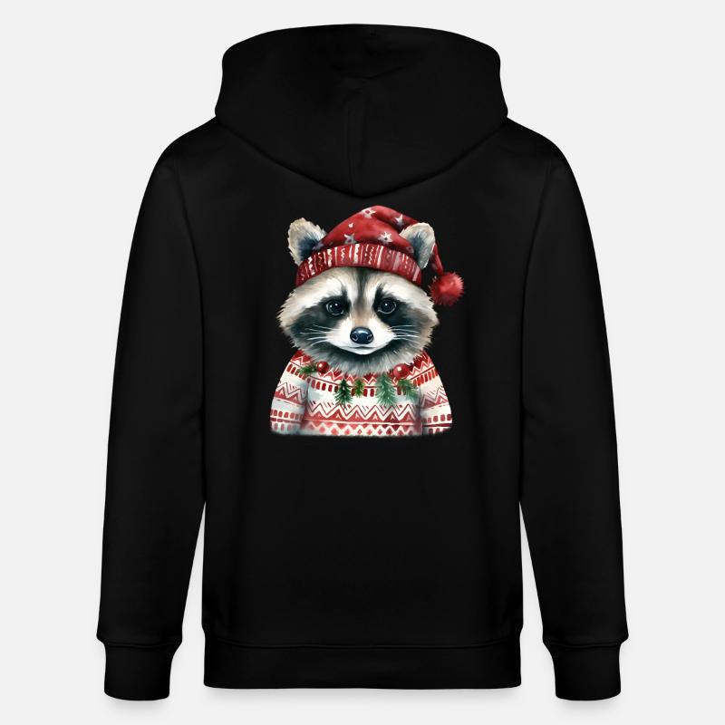 Herr Waschbär im Norweger-Pulli - Stanley/Stella Unisex Bio-Kapuzenjacke CULTIVATOR - Schwarz