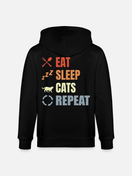 Eat Sleep Cats Repeat - Stanley/Stella CULTIVATOR Unisex Organic Hooded Jacket - black