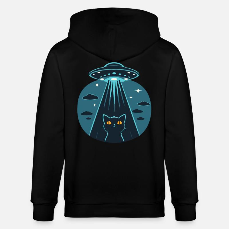 Witziges Ufo, Alien, Katze - Stanley/Stella Unisex Bio-Kapuzenjacke CULTIVATOR  - Schwarz