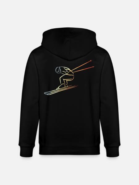 Wintersport Skizze - Stanley/Stella Unisex Bio-Kapuzenjacke CULTIVATOR - Schwarz