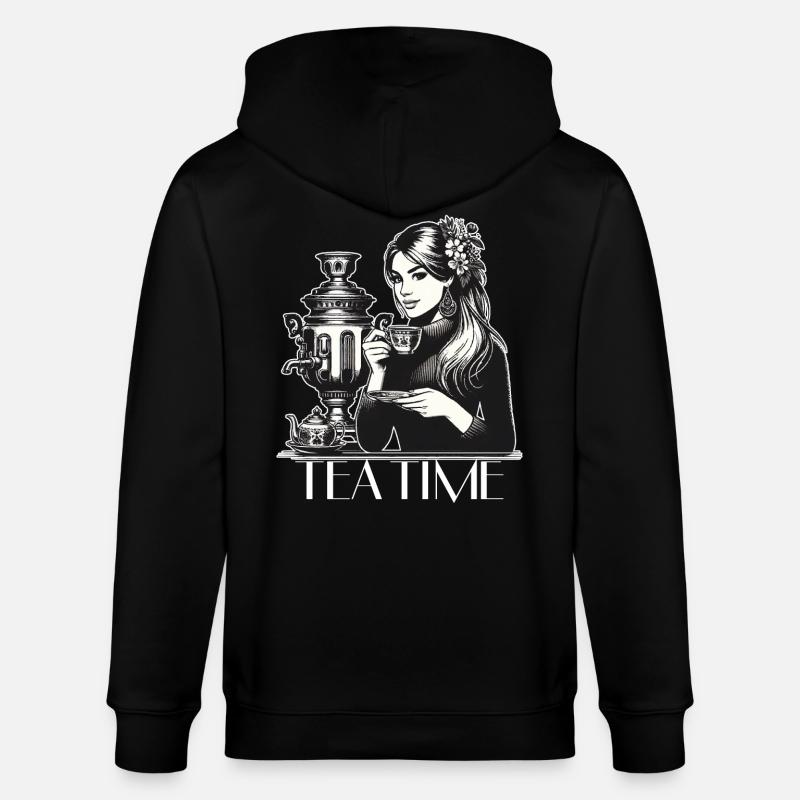 Samowar Teezeit Frau Geschenk - Stanley/Stella Unisex Bio-Kapuzenjacke CULTIVATOR  - Schwarz