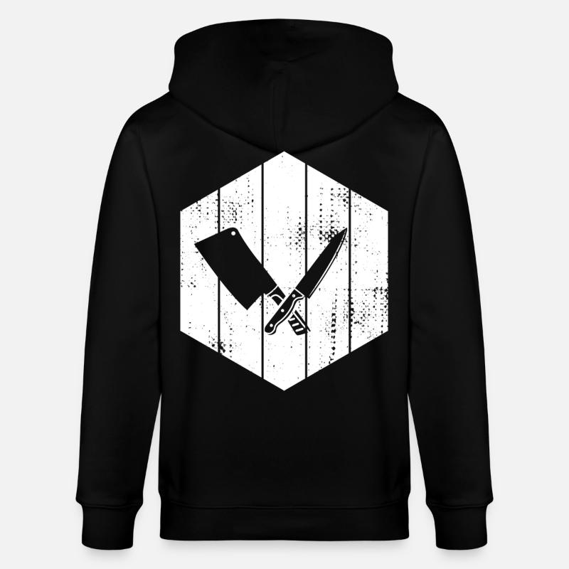 Messer Hackbeil Zeichnung - Stanley/Stella Unisex Bio-Kapuzenjacke CULTIVATOR - Schwarz