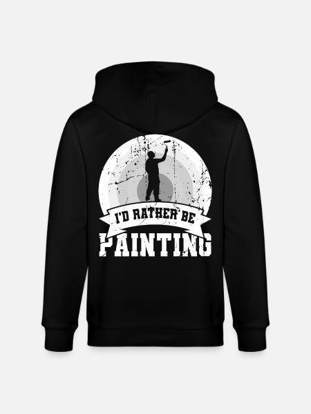I'd rather paint - Stanley/Stella CULTIVATOR  Unisex Organic Hooded Jacket - black