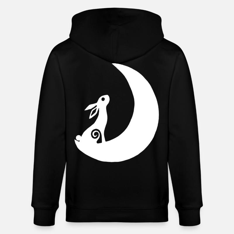 A rabbit on the moon - Stanley/Stella CULTIVATOR Unisex Organic Hooded Jacket - black
