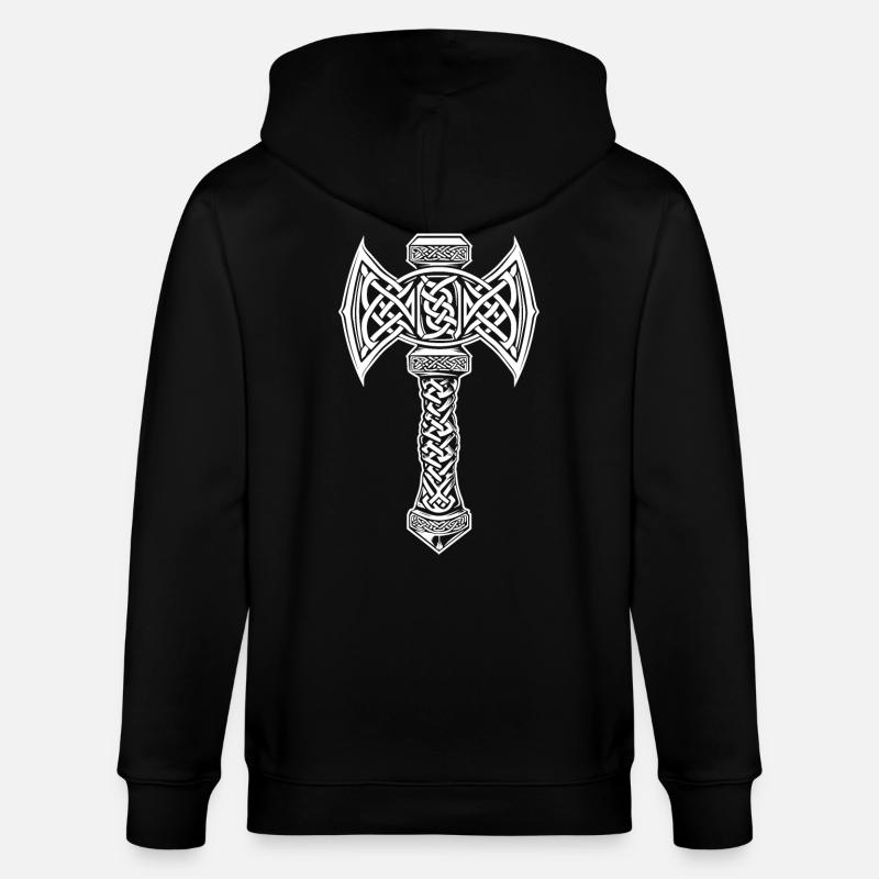 Mjöllnir Wikinger-Symbol - Stanley/Stella Unisex Bio-Kapuzenjacke CULTIVATOR  - Schwarz