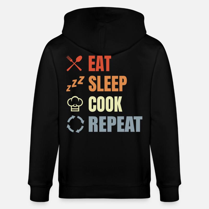 Manger, dormir, cuisiner, répéter - Veste à capuche bio CULTIVATOR Stanley/Stella Unisexe - noir
