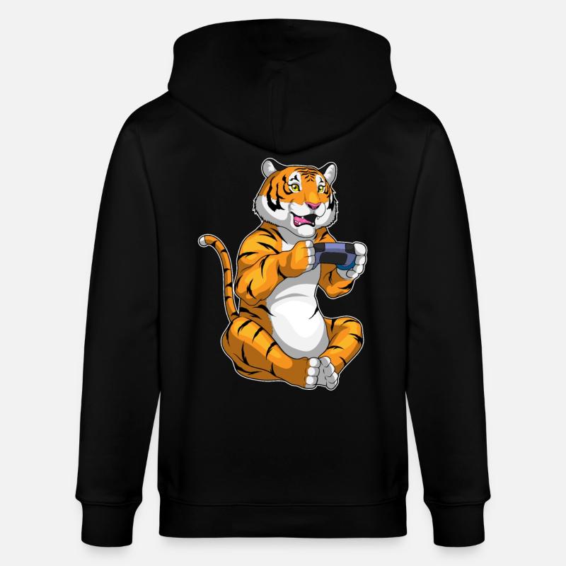 Tiger Gamer Controller - Stanley/Stella CULTIVATOR Unisex Organic Hooded Jacket - black