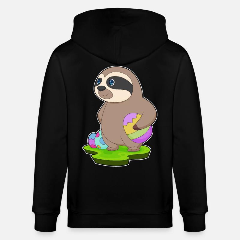 Faultier Ostern Ostereier - Stanley/Stella Unisex Bio-Kapuzenjacke CULTIVATOR  - Schwarz