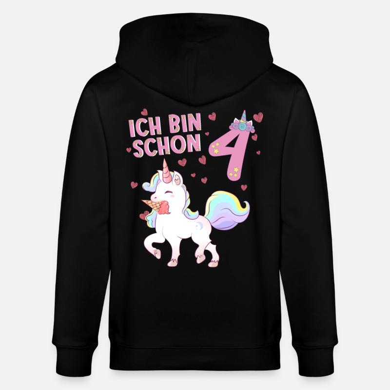 ich bin schon 4 - Stanley/Stella Unisex Bio-Kapuzenjacke CULTIVATOR  - Schwarz