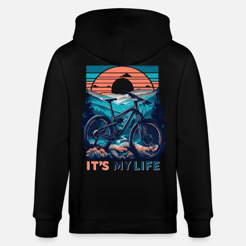 VTT coucher de soleil aventure design - Veste à capuche bio CULTIVATOR Stanley/Stella Unisexe - noir