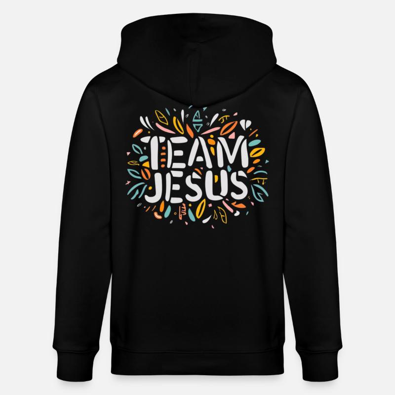 Ich bin Jesus – bunte Botschaft - Stanley/Stella Unisex Bio-Kapuzenjacke CULTIVATOR  - Schwarz