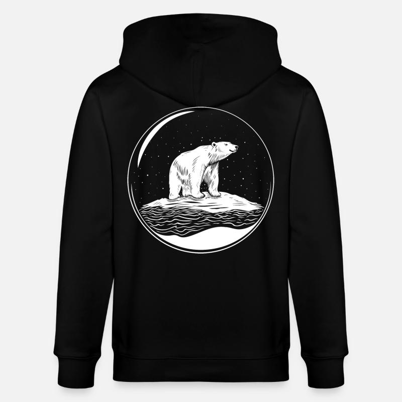 Eisbär auf Eisscholle Save the polarbear - Stanley/Stella Unisex Bio-Kapuzenjacke CULTIVATOR  - Schwarz