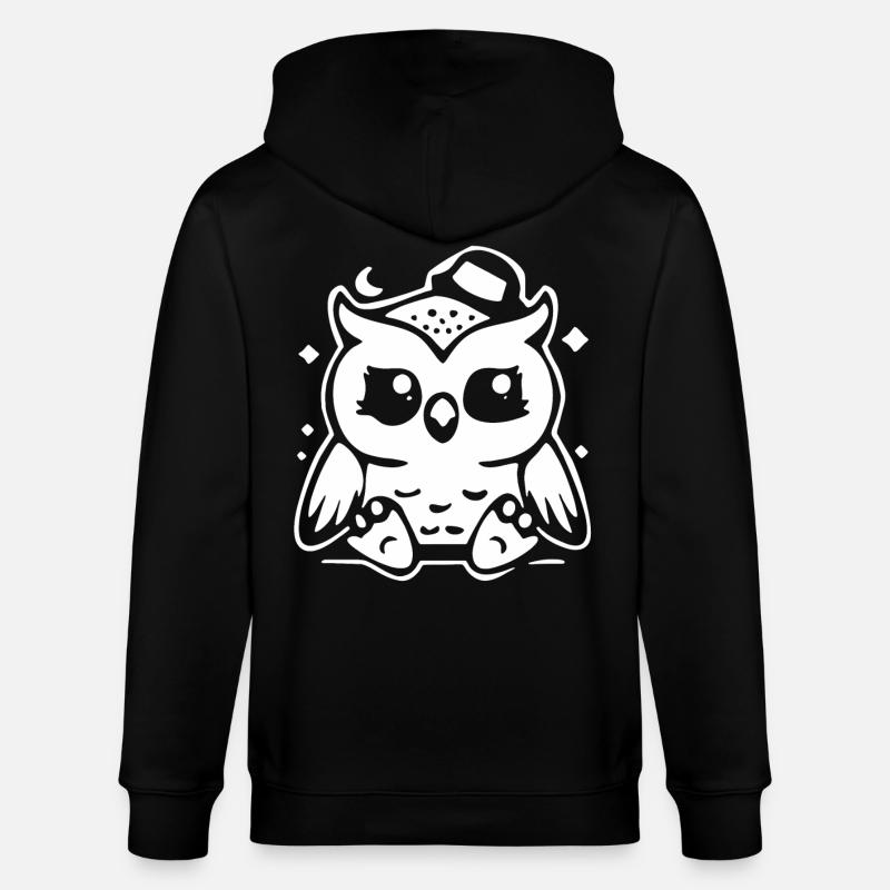 Niedliche Eulenfigur mit Hut - Stanley/Stella Unisex Bio-Kapuzenjacke CULTIVATOR - Schwarz