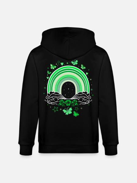 St Patrick's Day rainbow with butterflies - Stanley/Stella CULTIVATOR Unisex Organic Hooded Jacket - black