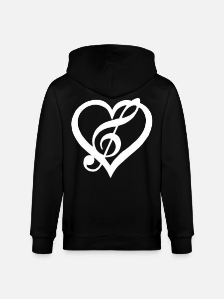 Music in the Heart (White) - Stanley/Stella CULTIVATOR  Unisex Organic Hooded Jacket - black