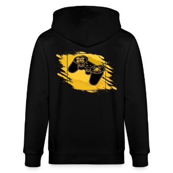 Gaming Controller Retro - Stanley/Stella Unisex Bio-Kapuzenjacke CULTIVATOR  - Schwarz - Hinten - Anna (173cm)