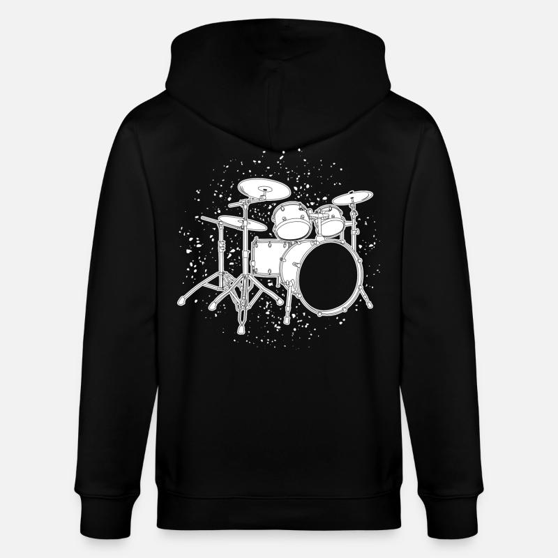 Dessin du kit de batterie - Veste à capuche bio CULTIVATOR Stanley/Stella Unisexe - noir