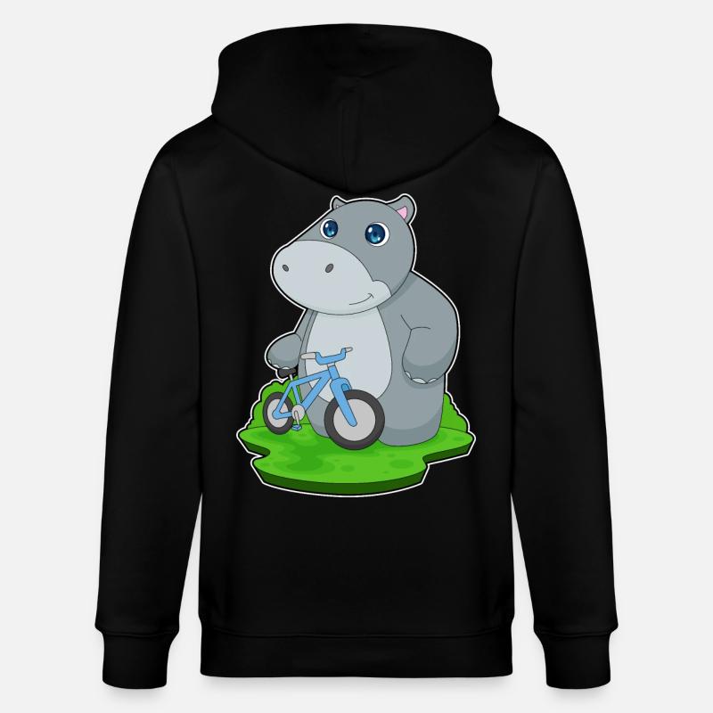Hippopotame Bicyclette - Veste à capuche bio CULTIVATOR Stanley/Stella Unisexe - noir