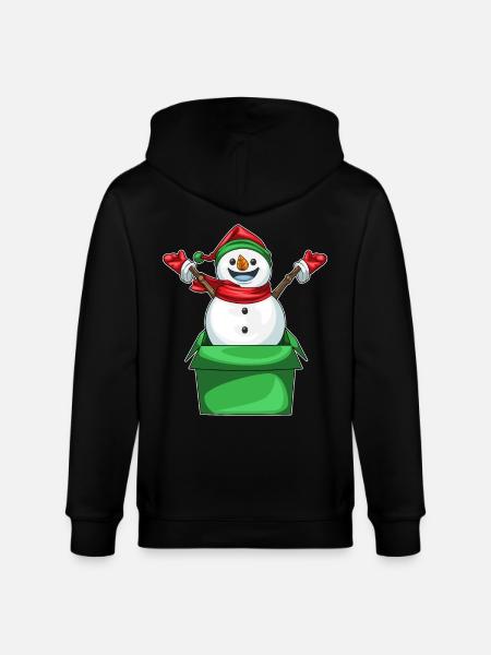 Snowman Christmas Cardboard Box - Stanley/Stella CULTIVATOR Unisex Organic Hooded Jacket - black