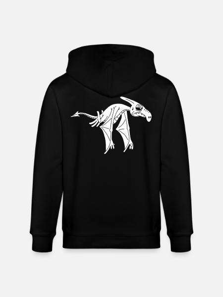 White Flying Dinosaur - Stanley/Stella CULTIVATOR Unisex Organic Hooded Jacket - black
