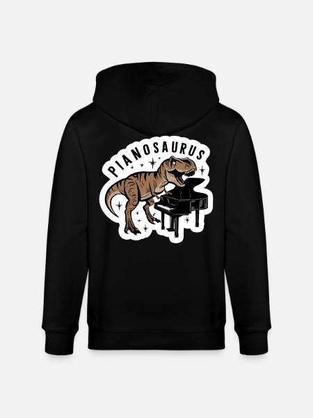 Pianosaurus Dino Piano Player - Stanley/Stella CULTIVATOR  Unisex Organic Hooded Jacket - black
