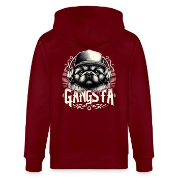 Pekingese Gangsta Gangster Löwenhund Hund Geschenk - Stanley/Stella Unisex Bio-Kapuzenjacke CULTIVATOR  - Burgunderrot - Hinten - Anna (173cm)