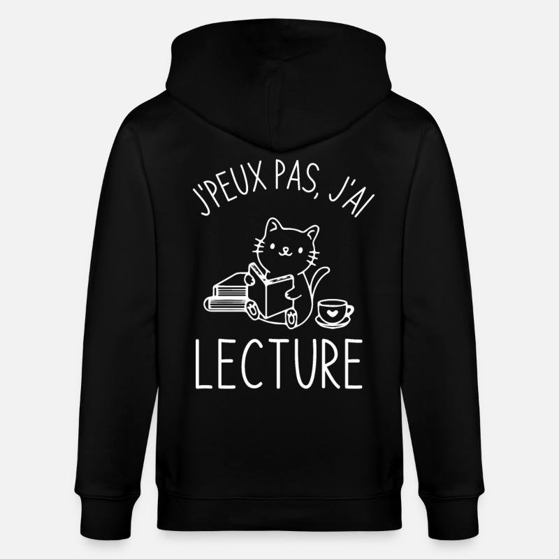 Lecture café chat mignon - Veste à capuche bio CULTIVATOR Stanley/Stella Unisexe - noir