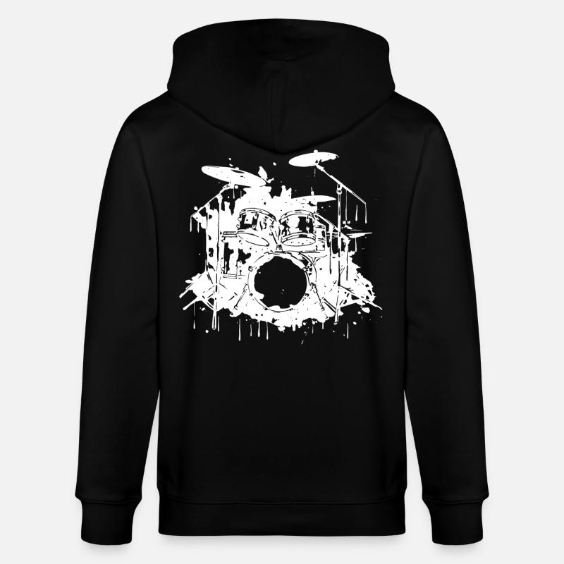 Schlagzeug Grafik - Stanley/Stella Unisex Bio-Kapuzenjacke CULTIVATOR  - Schwarz