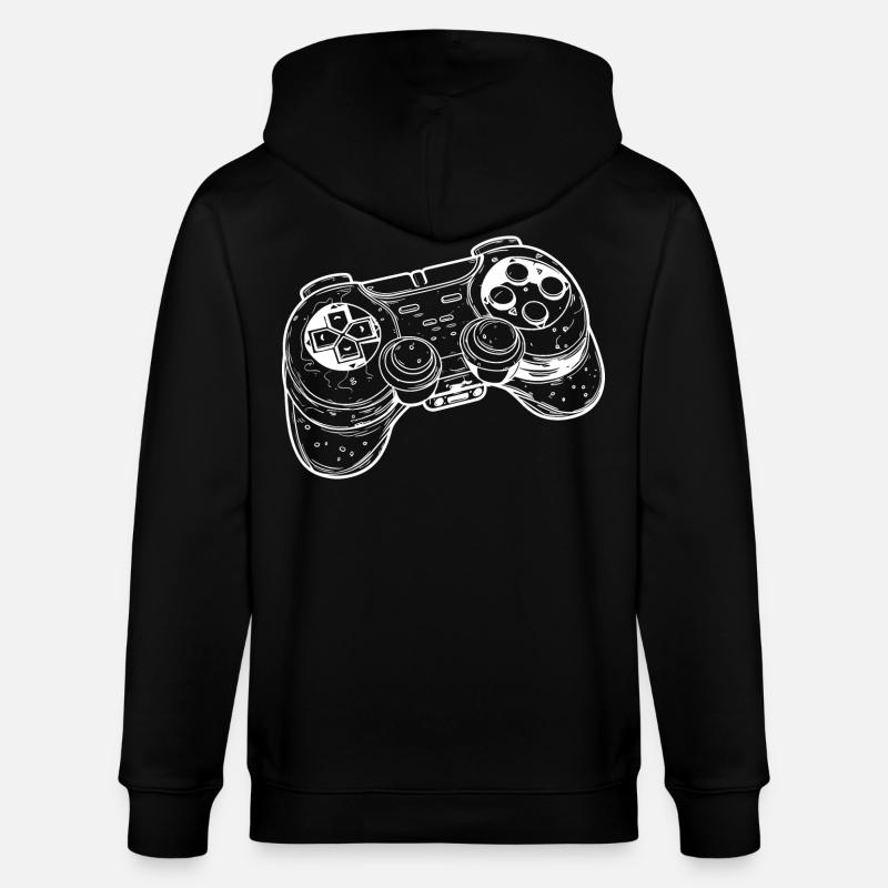 Videospiel Controller Zeichnung - Stanley/Stella Unisex Bio-Kapuzenjacke CULTIVATOR  - Schwarz