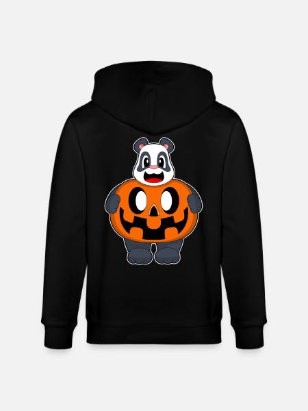 Panda Halloween Pumpkin - Stanley/Stella CULTIVATOR Unisex Organic Hooded Jacket - black