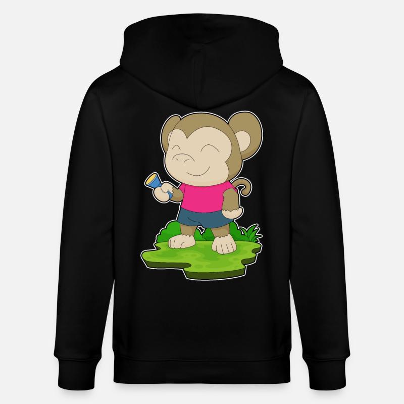 Affe Taschenlampe - Stanley/Stella Unisex Bio-Kapuzenjacke CULTIVATOR  - Schwarz