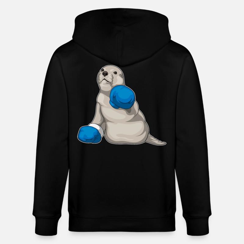 Seehund Boxer Boxhandschuhe Boxen - Stanley/Stella Unisex Bio-Kapuzenjacke CULTIVATOR - Schwarz