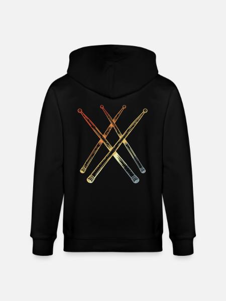 Retro Drumsticks Sketch - Stanley/Stella CULTIVATOR Unisex Organic Hooded Jacket - black