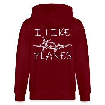 J’aime les avions - Veste à capuche bio CULTIVATOR Stanley/Stella Unisexe - bordeaux - Dos - Anna (173cm)