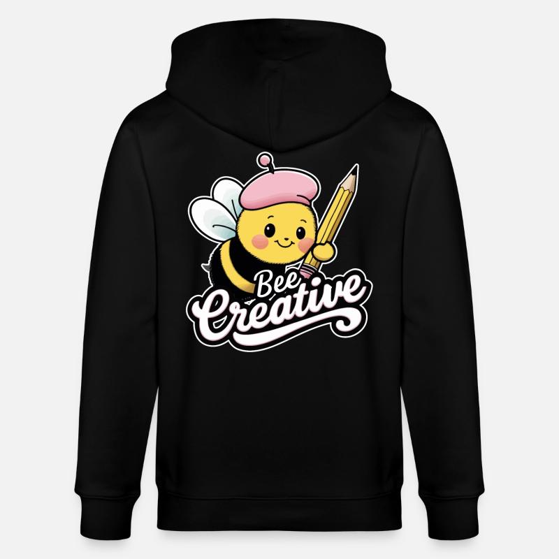 creative bee bee be creative - Stanley/Stella CULTIVATOR Unisex Organic Hooded Jacket - black