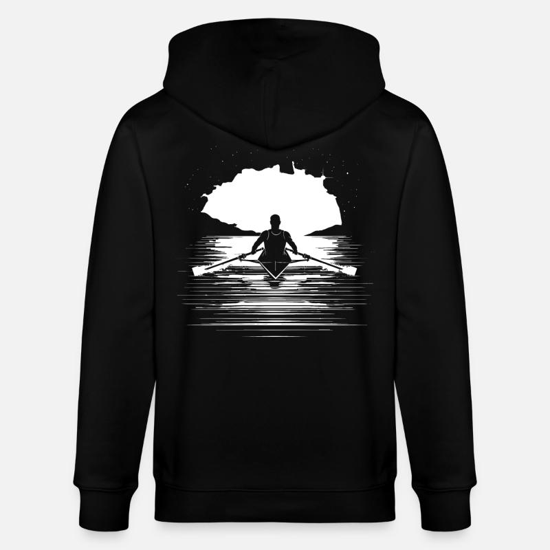 Ruderer Zeichnung - Stanley/Stella Unisex Bio-Kapuzenjacke CULTIVATOR  - Schwarz