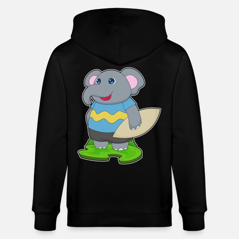 Elefant Surfer Surfbrett - Stanley/Stella Unisex Bio-Kapuzenjacke CULTIVATOR  - Schwarz