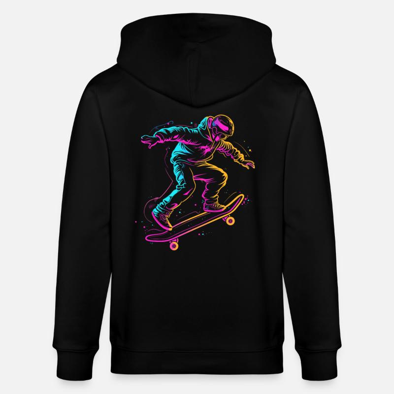 dessin de skateboarder de dessin animé - Veste à capuche bio CULTIVATOR Stanley/Stella Unisexe - noir