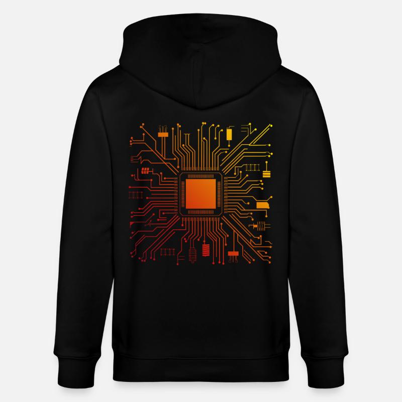 Tech Computer Motherboard Abstract Microchip - Stanley/Stella CULTIVATOR  Unisex Organic Hooded Jacket - black