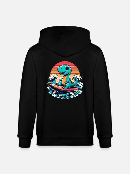 Leuke T-Rex Surfer Surfer Surfer Surfen Gift - Stanley/Stella Uniseks bio-ziphoodie CULTIVATOR  - zwart