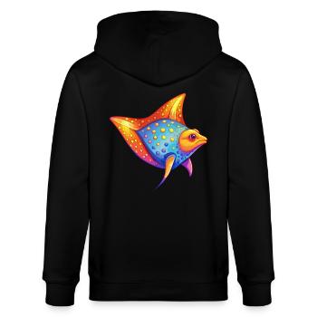 Gefleckter Adler Strahl Bunte Kawaii Cartoon Clipart - Stanley/Stella Unisex Bio-Kapuzenjacke CULTIVATOR  - Schwarz - Hinten - Anna (173cm)