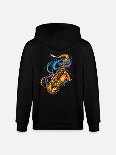 Saxophone Cartoon Look - Stanley/Stella CULTIVATOR Unisex Organic Hooded Jacket - black