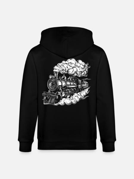 Steam Locomotive Graphics - Stanley/Stella CULTIVATOR  Unisex Organic Hooded Jacket - black